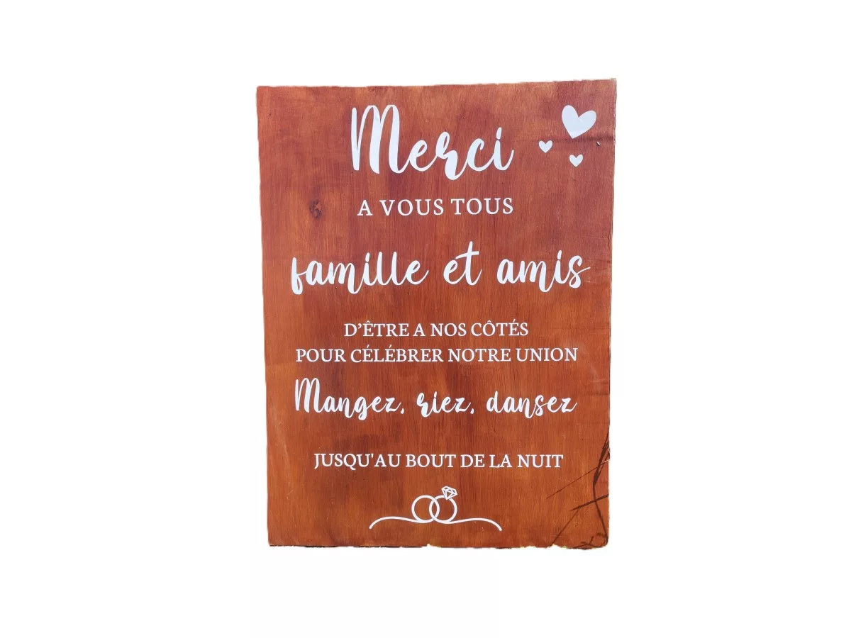 Panneau en bois Merci