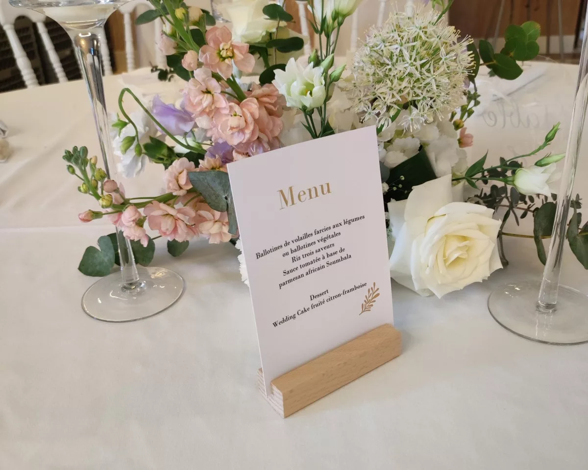 Porte-menu ou numéro de table en bois rectangle