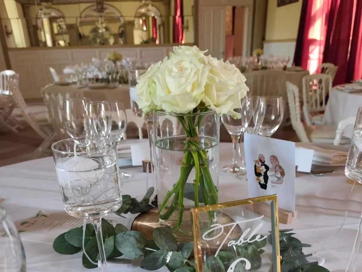 Vase cylindrique en centre de table
